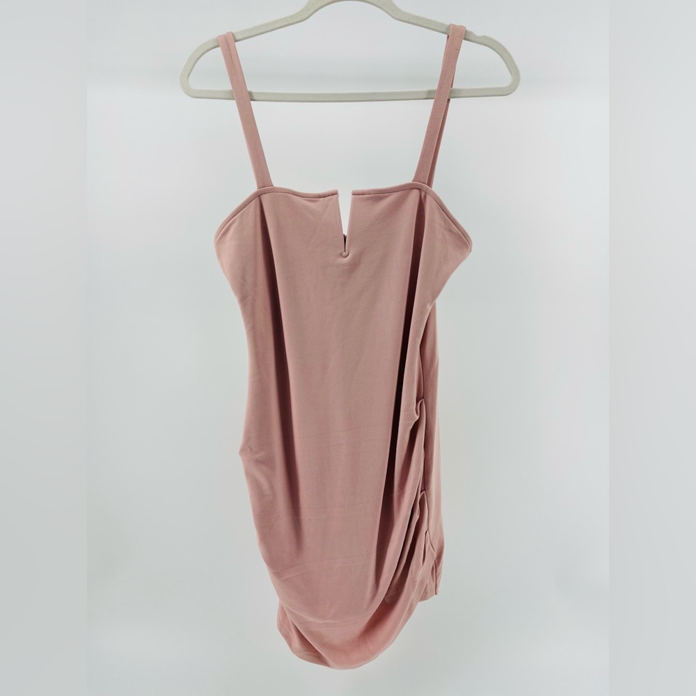 Superdown Blush Pink Stretch Knit Ruched Sides Mini Dress, Women's Medium